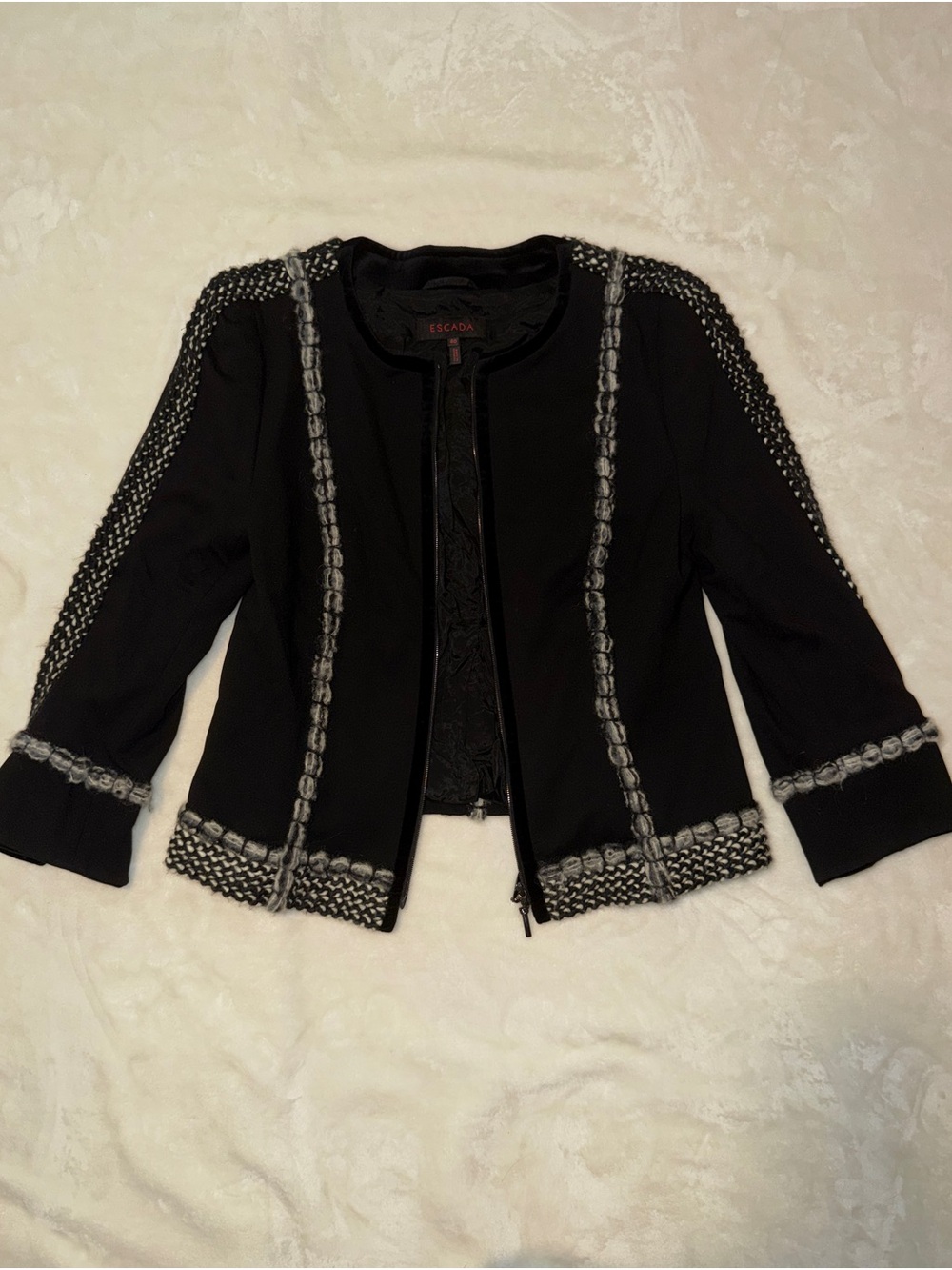 Escada Black Jacket with Gray Braided Trim